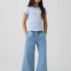Kinder-Jeans mit hoher Leibhöhe, weitem Bein und Knöchellänge