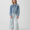 Kinder-Jeans mit hoher Leibhöhe, weitem Bein und Knöchellänge