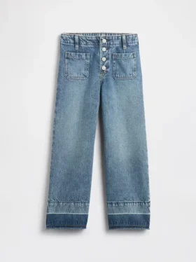 Kinder-Jeans mit hoher Leibhöhe, weitem Bein und Knöchellänge
