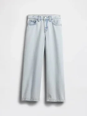 Kinder-Jeans mit hoher Leibhöhe, weitem Bein und Knöchellänge