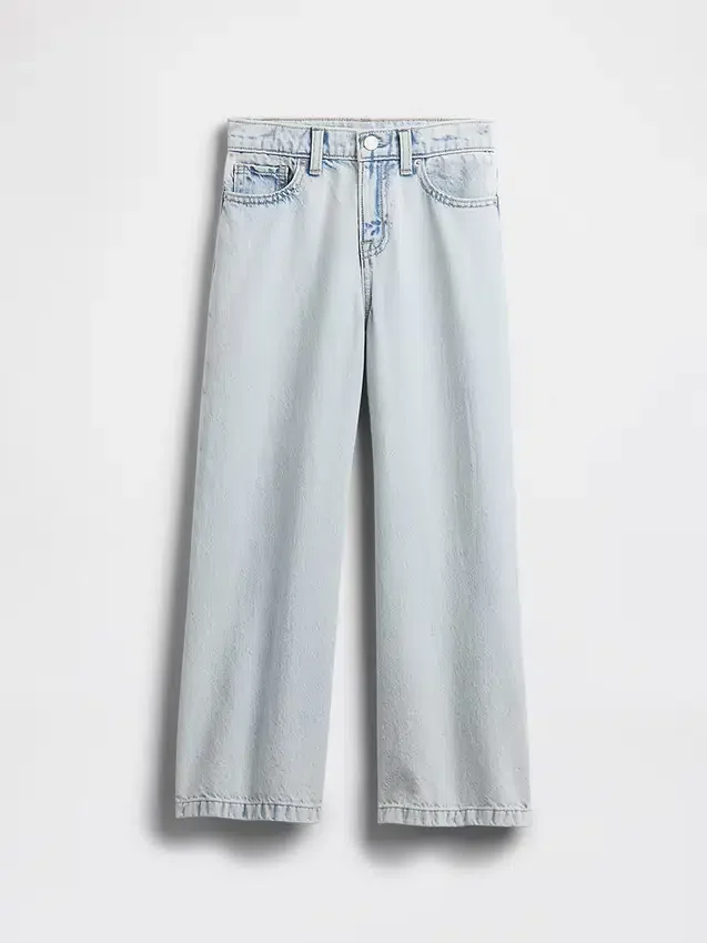 Kinder-Jeans mit hoher Leibhöhe, weitem Bein und Knöchellänge
