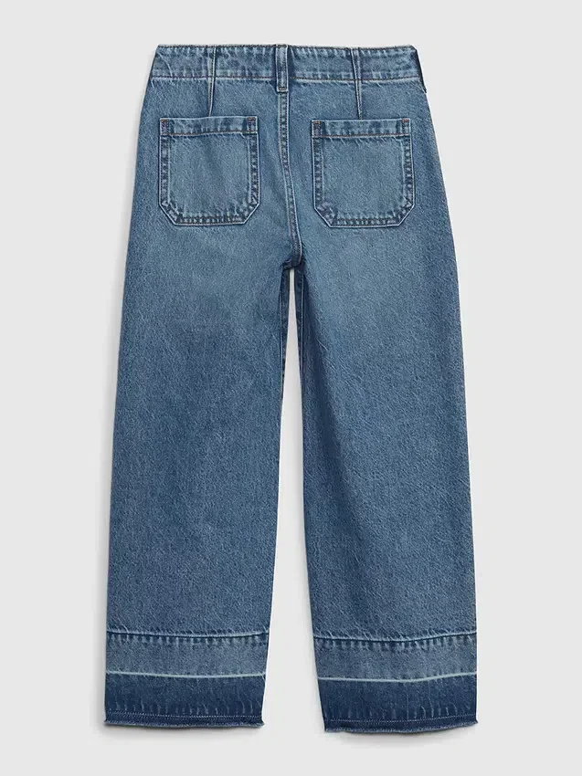 Kinder-Jeans mit hoher Leibhöhe, weitem Bein und Knöchellänge