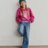 Kinder-Jeans mit hoher Leibhöhe, weitem Bein und Knöchellänge