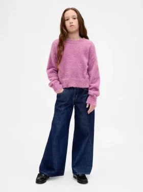 Kinder-Jeans mit niedriger Leibhöhe, lockerem Schnitt und Metallic-Effekt