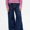 Kinder-Jeans mit niedriger Leibhöhe, lockerem Schnitt und Metallic-Effekt