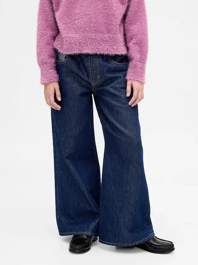 Kinder-Jeans mit niedriger Leibhöhe, lockerem Schnitt und Metallic-Effekt