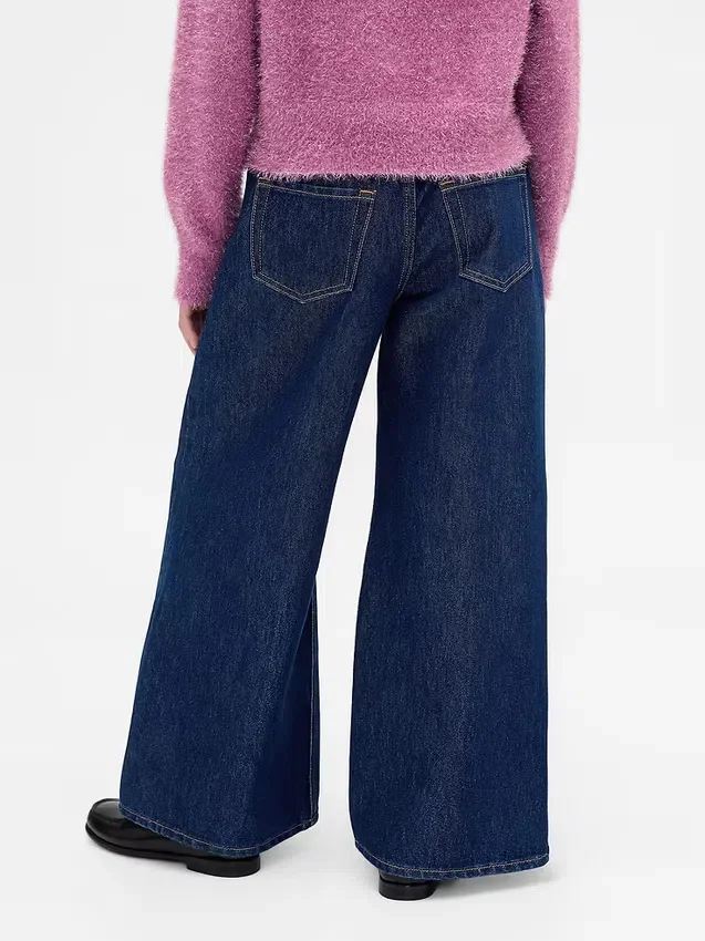 Kinder-Jeans mit niedriger Leibhöhe, lockerem Schnitt und Metallic-Effekt