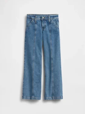 Kinder-Jeans mit niedriger Leibhöhe, Nähten und lockerem Flare-Schnitt