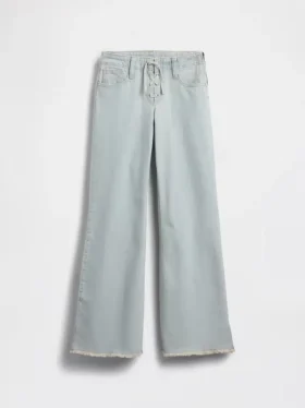 Kinder-Jeans mit niedriger Leibhöhe, Schnürverschluss und lockerem Flare-Schnitt
