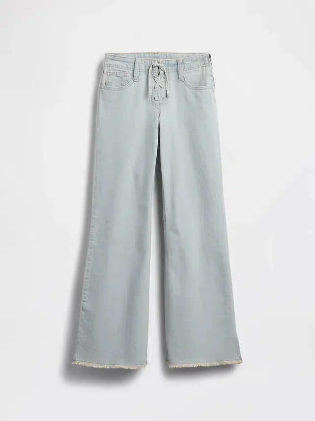 Kinder-Jeans mit niedriger Leibhöhe, Schnürverschluss und lockerem Flare-Schnitt
