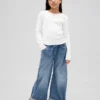 Kinder-Jeans mit niedriger Leibhöhe, weitem Bein und lockerer Passform