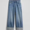 Kinder-Jeans mit niedriger Leibhöhe, weitem Bein und lockerer Passform