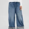 Kinder-Jeans mit niedriger Leibhöhe, weitem Bein und lockerer Passform