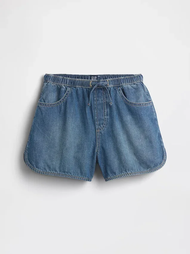 Kinder-Jeans-Shorts „Easy Dolphin“ mit hoher Leibhöhe
