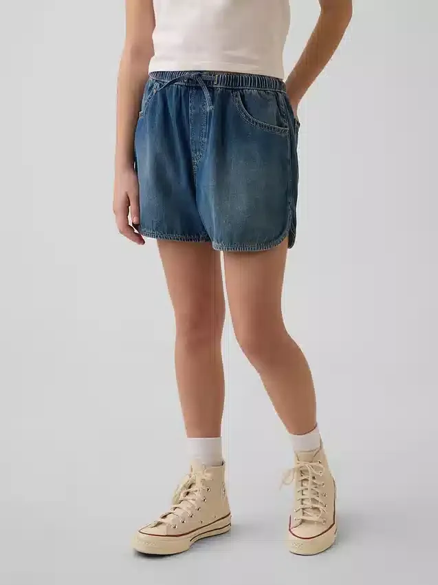 Kinder-Jeans-Shorts „Easy Dolphin“ mit hoher Leibhöhe