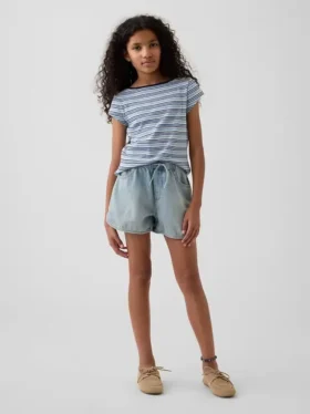 Kinder-Jeans-Shorts mit hoher Leibhöhe