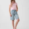 Kinder-Jeans-Shorts mit mittlerer Leibhöhe und verlängertem Schnitt