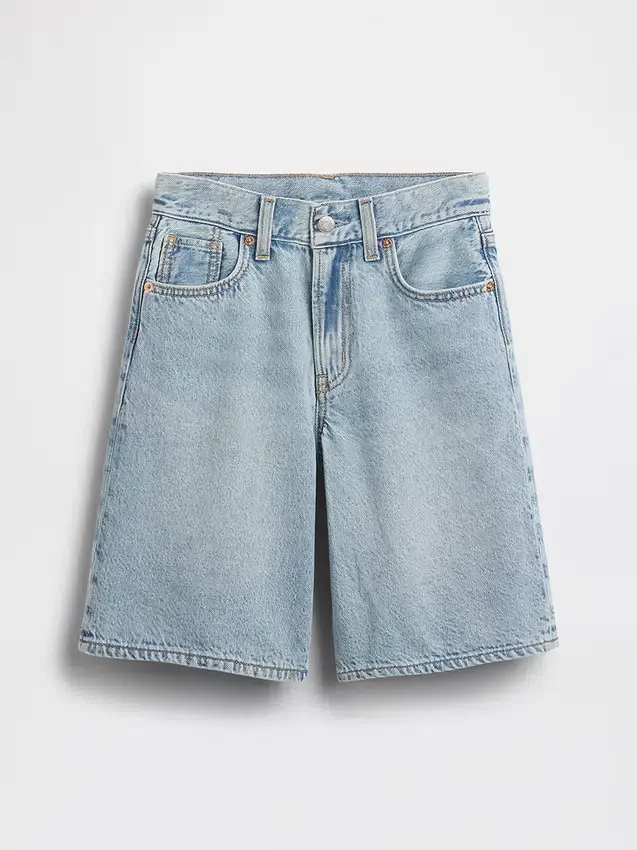Kinder-Jeans-Shorts mit mittlerer Leibhöhe und verlängertem Schnitt