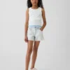 Kinder-Jeans-Shorts mit niedriger Leibhöhe, „Stride“-Stickerei und Zitronenmuster