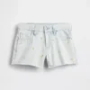 Kinder-Jeans-Shorts mit niedriger Leibhöhe, „Stride“-Stickerei und Zitronenmuster