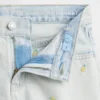 Kinder-Jeans-Shorts mit niedriger Leibhöhe, „Stride“-Stickerei und Zitronenmuster