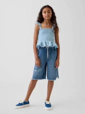 Kinder-Jeans-Shorts mit niedriger Leibhöhe, ultrweichem Material und langem Schnitt