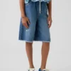 Kinder-Jeans-Shorts mit niedriger Leibhöhe, ultrweichem Material und langem Schnitt