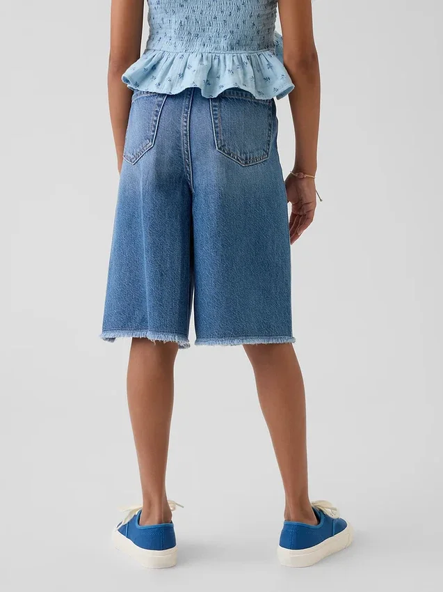 Kinder-Jeans-Shorts mit niedriger Leibhöhe, ultrweichem Material und langem Schnitt