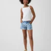 Kinder-Jeans-Shorts mit niedriger Leibhöhe und Blumenmuster