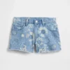 Kinder-Jeans-Shorts mit niedriger Leibhöhe und Blumenmuster