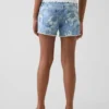 Kinder-Jeans-Shorts mit niedriger Leibhöhe und Blumenmuster
