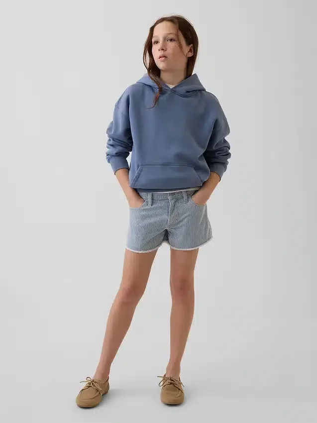 Kinder-Jeans-Shorts mit niedriger Leibhöhe und geradem Bein in Streifenoptik