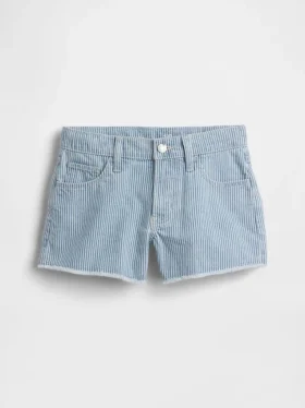 Kinder-Jeans-Shorts mit niedriger Leibhöhe und geradem Bein in Streifenoptik