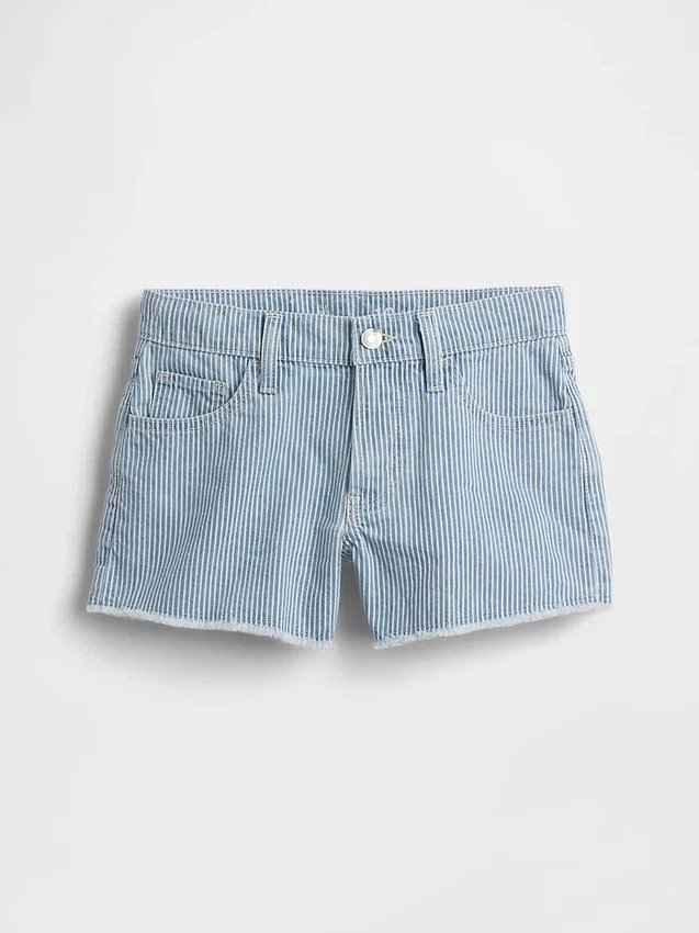 Kinder-Jeans-Shorts mit niedriger Leibhöhe und geradem Bein in Streifenoptik