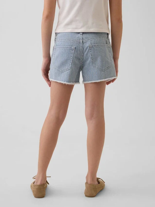 Kinder-Jeans-Shorts mit niedriger Leibhöhe und geradem Bein in Streifenoptik