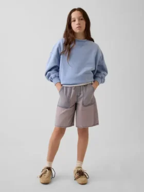Kinder-Jeans-Shorts mit niedriger Leibhöhe und langem Schnitt