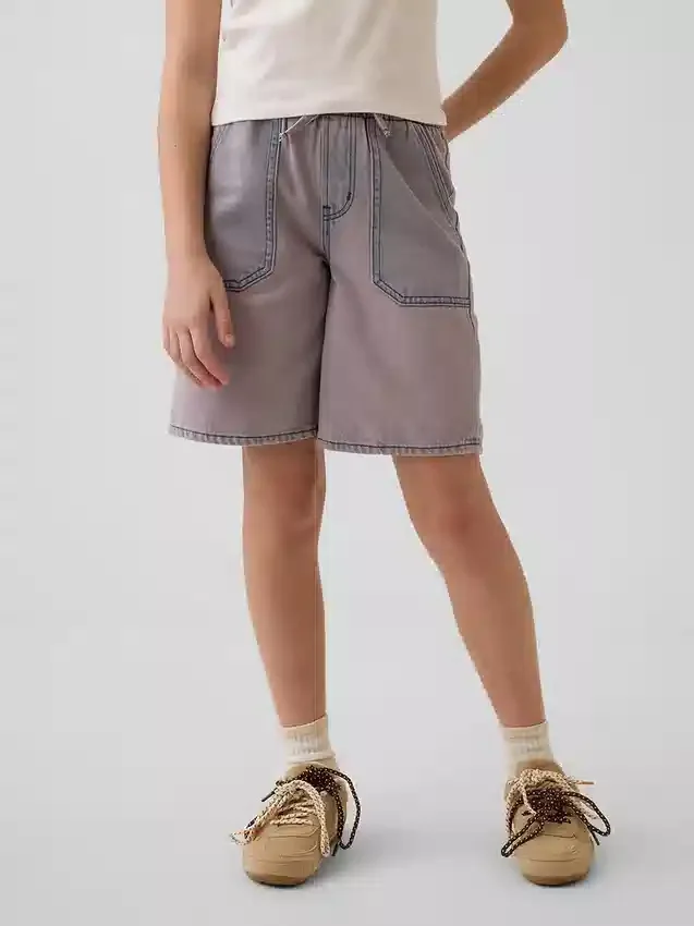 Kinder-Jeans-Shorts mit niedriger Leibhöhe und langem Schnitt