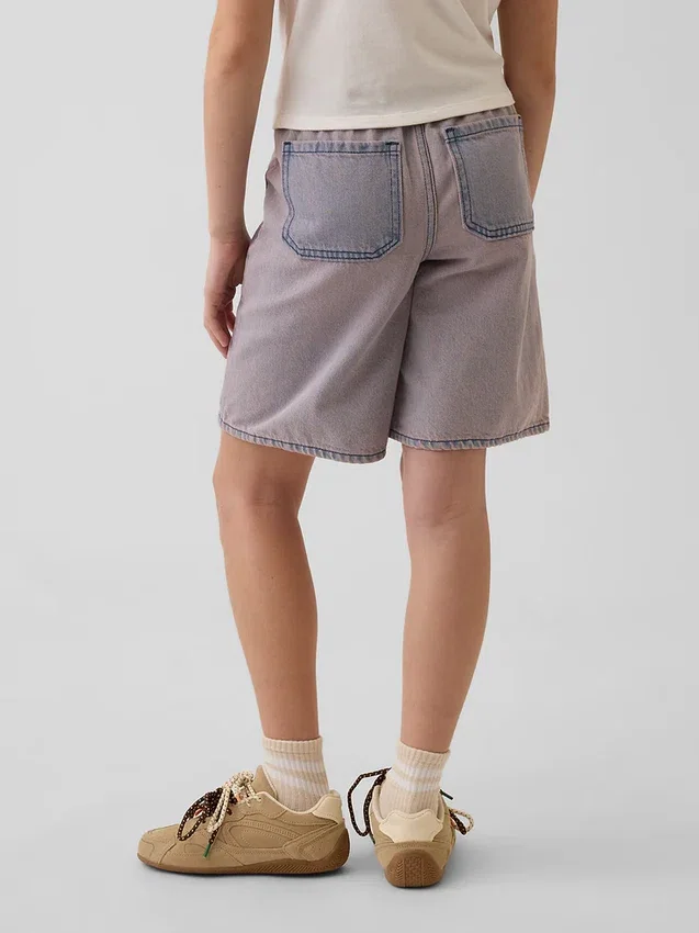 Kinder-Jeans-Shorts mit niedriger Leibhöhe und langem Schnitt