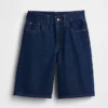 Kinder-Jeans-Shorts mit niedriger Leibhöhe und verlängertem Schnitt