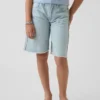 Kinder-Jeans-Shorts mit niedriger Leibhöhe und verlängertem Schnitt