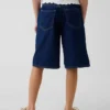 Kinder-Jeans-Shorts mit niedriger Leibhöhe und verlängertem Schnitt