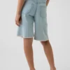 Kinder-Jeans-Shorts mit niedriger Leibhöhe und verlängertem Schnitt