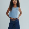 Kinder-Jeans-Shorts mit niedriger Leibhöhe und verlängertem Schnitt