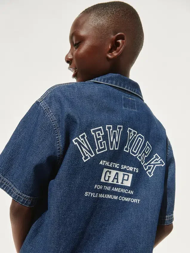 Kinder-Jeanshemd im Relaxed-Stil mit New-York-Logo