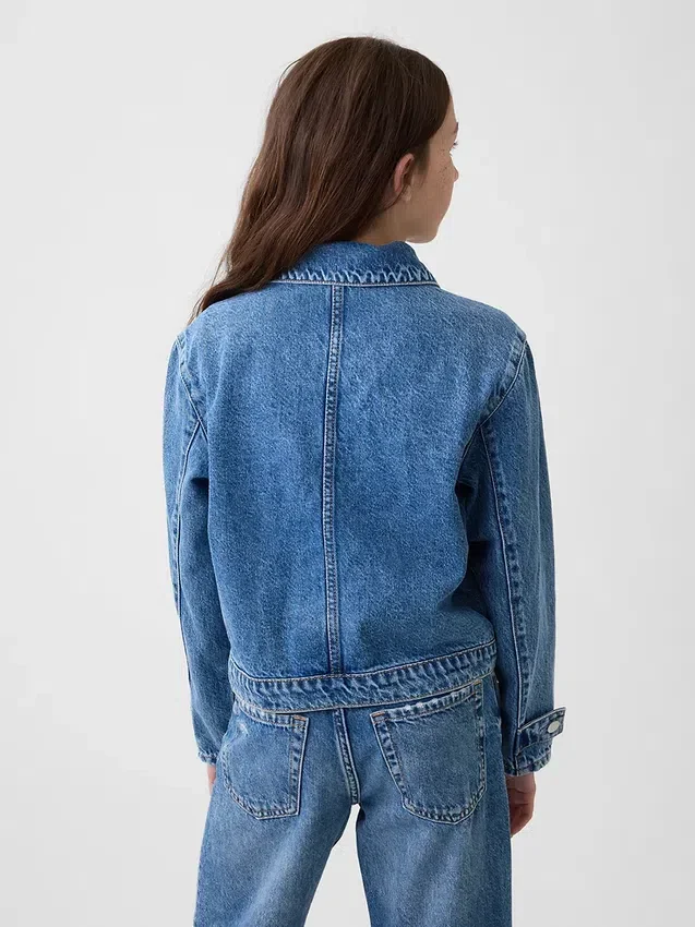 Kinder-Jeansjacke mit aufgesetzten Taschen