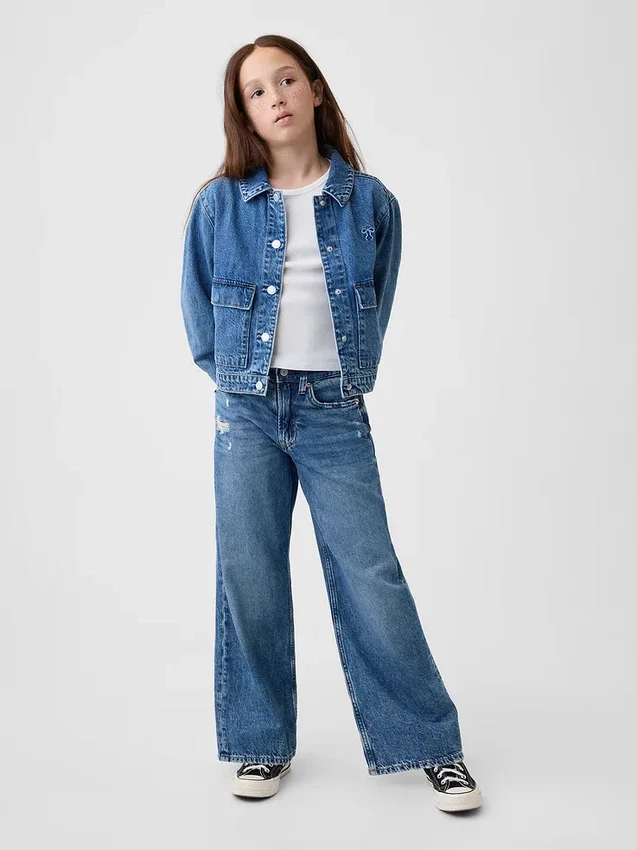Kinder-Jeansjacke mit aufgesetzten Taschen