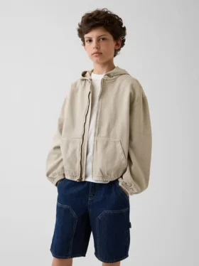 Kinder-Jeansjacke mit Kapuze in lockerer Passform