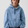 Kinder-Jeansjacke mit Kapuze in lockerer Passform