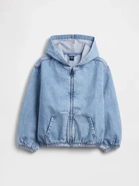 Kinder-Jeansjacke mit Kapuze in lockerer Passform