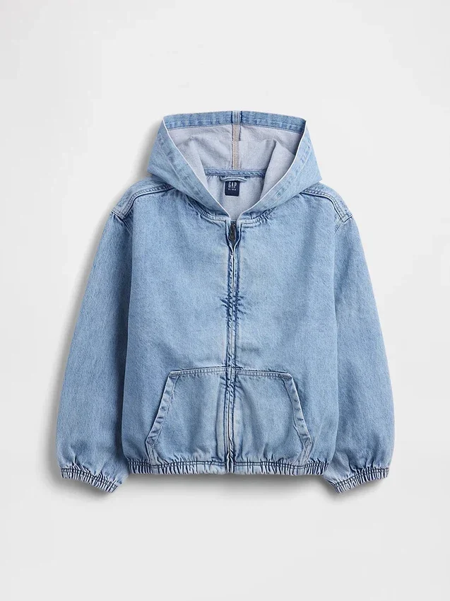 Kinder-Jeansjacke mit Kapuze in lockerer Passform
